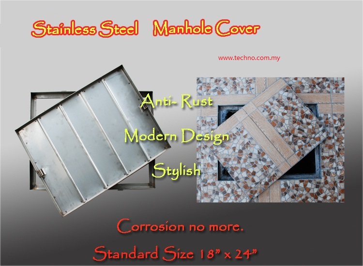 STAINLESS STEEL MANHOLE 18" X 12" COVER FOR TILING - Click Image to Close